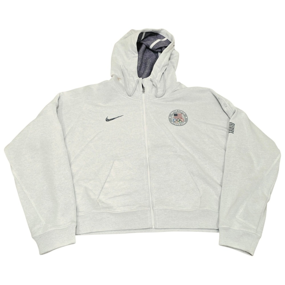 Nike Team USA Olympic Hoodie Mens XL Full Zip Gray USOC Olympics CQ7266-100